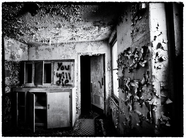 Old Sanatorium Room in black and white